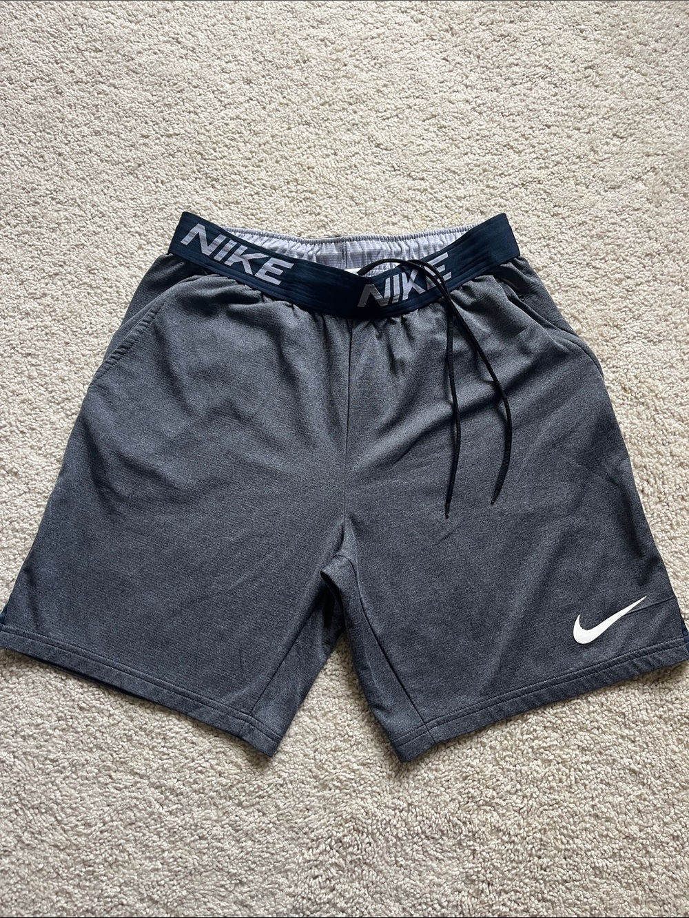 Nike Men’s Dark Gray Athletic Shorts with Elastic Logo Waistband